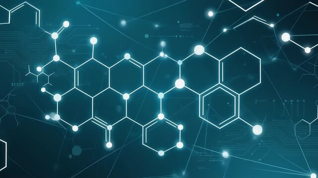 Abstract scientific background with molecular structures and digital elements for innovative research and technology