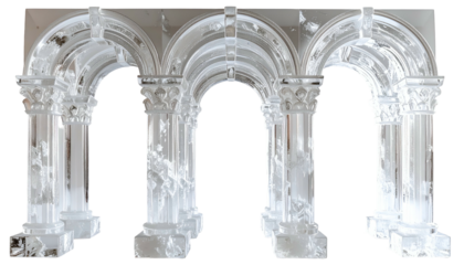 White gothic arches, pillars, and detailed carvings