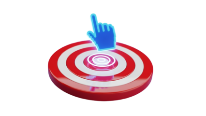 "3D Pointing Hand on Bullseye Target – Precision, Accuracy, Focus & Goal Achievement Concept"