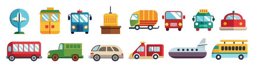  transportation icon set collection illustration © Virabla