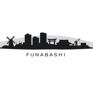 Funabashi Japan city skyline silhouette vector illustration
