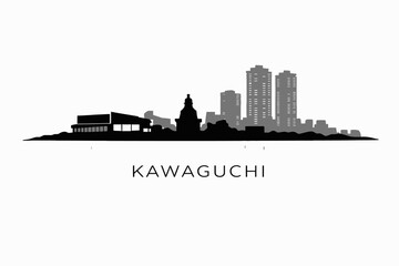 Obraz premium Kawaguchi city skyline silhouette with typography vector illustration