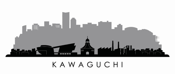 Naklejka premium Kawaguchi Japan city skyline silhouette vector illustration