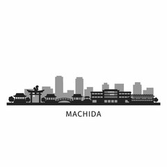 Obraz premium Machida city skyline with landmarks silhouette vector illustration