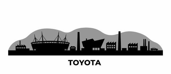 Obraz premium Toyota City skyline silhouette with stadium vector illustration