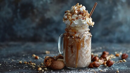 Delicious gourmet dessert of apple pie with whipped cream and cinnamon served on a plate as a sweet breakfast snack or closeup meal