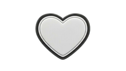 Obraz premium 3D Rendered White Heart Icon with Dark Outline