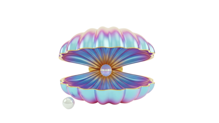 Iridescent Seashell with Pearl and Gold Trim