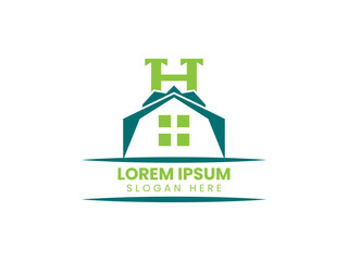 Abstract letter h house logo design template in modern minimalist vector illustration