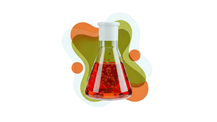 Erlenmeyer Flask with Red Liquid and Bubbles