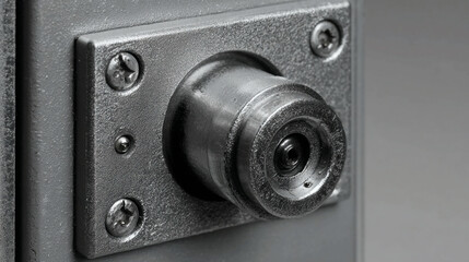 Detention door lock plate showing reinforced hardware, confinement security, mechanical reliability, and enforcement authority structure