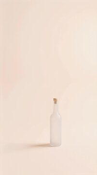 Minimal Bottle Peripheral Vision Composition with Subtle Re centering Camera Drift, Pastel Studio Backdrop