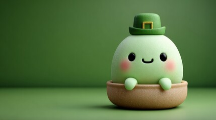 During St. Patrick's Day festivities, a leprechaun hat and feet appear on a green background