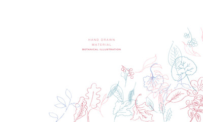 線画。線画タッチの植物イラスト。夏と春に使える植物ベクターフレーム。
Line art. Botanical illustration with a line drawing touch. Botanical vector frame that can be used in summer and spring.