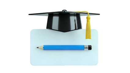 Graduation Cap, Pencil, and Certificate