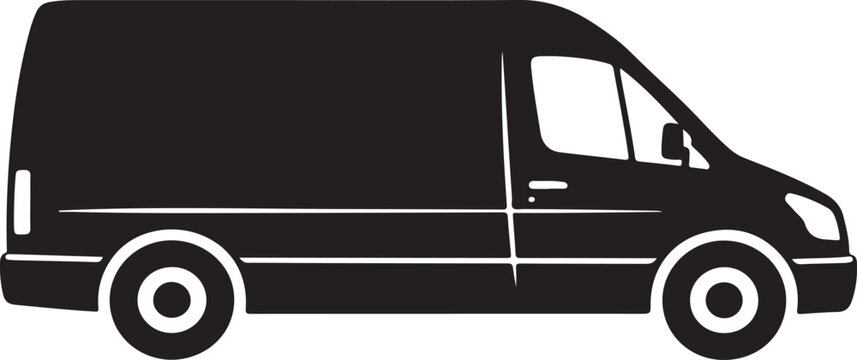 Delivery Van Silhouette Icon Commercial Transport Vehicle