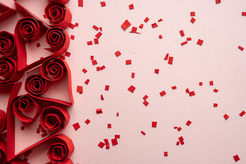 Falling Paper Heart with Motion on Pink Background