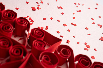 Paper Heart Splash with Motion on Pink Background