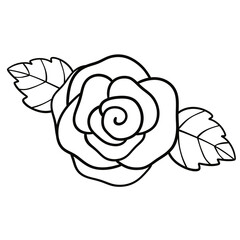 Rose Valentine Flower line art illustration