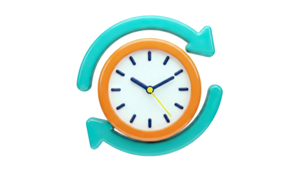 3D Clock with Circular Arrows