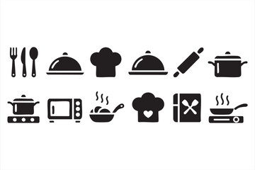 Restaurant interface icon set for menu planners, kitchen management tools