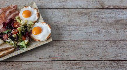 Full brunch breakfast plate with fresh food