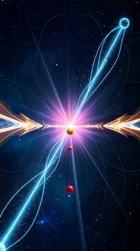 Neutron decay unleashed a cosmic journey through quantum physics space digital art cosmic landscape sci-fi perspective
