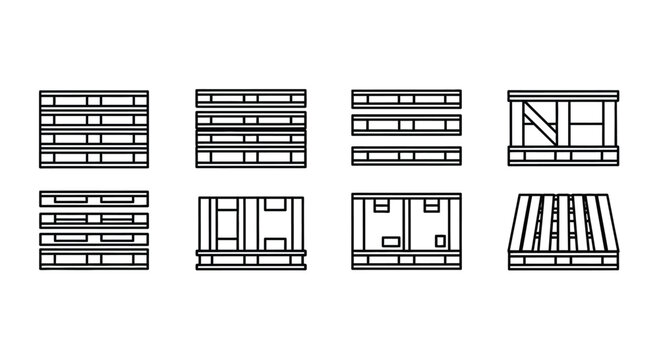Various types of wooden pallets