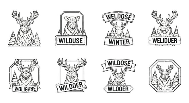 Winter wildlife emblem collection