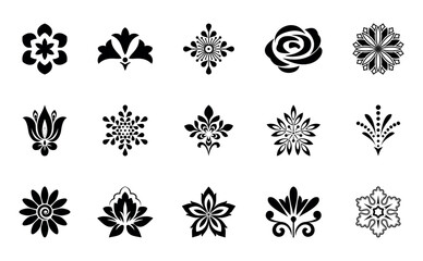 Flower icons set. Isolated elements for design. Vector graphics. Flower collection