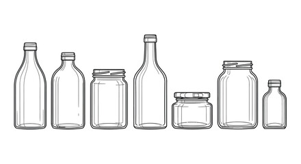 Collection of various glass containers Vector