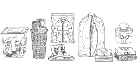 Organized storage solutions for clothing and accessories Vector