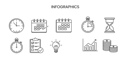 Various time management and productivity icons Vector