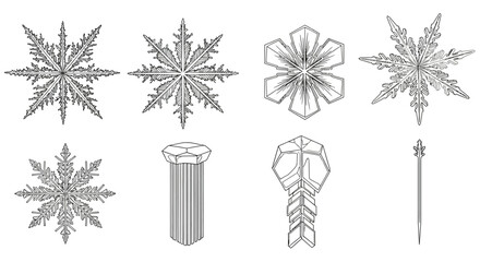 Intricate snowflake patterns display Vector