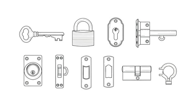 Assorted locks and keys Vector