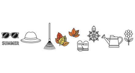 Illustrations of seasons and activities Vector