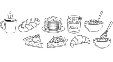 Delightful breakfast spread Vector