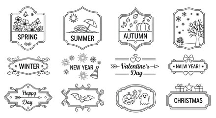Seasonal and holiday labels collection Vector