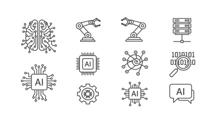 Illustrations of artificial intelligence concepts Vector