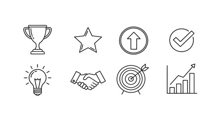 Icons representing success and achievement Vector