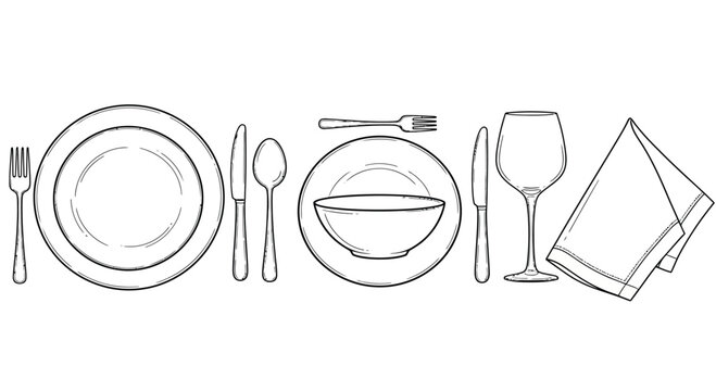 Properly arranged dinner table setting Vector