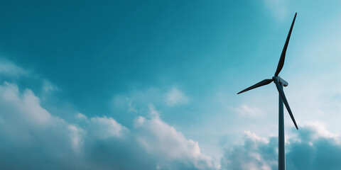 A majestic wind turbine harnessing the power of nature against a backdrop of clouds and sky. This image captures the essence of renewable energy