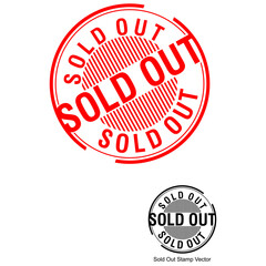 Sold Out, red rubber stamp vector