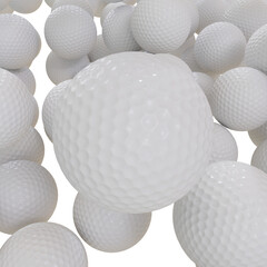 Golf balls isolated transparent background photo realistic 3d rendering with alpha channel
