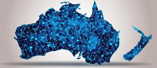 Digital map of australia with glowing blue network connections