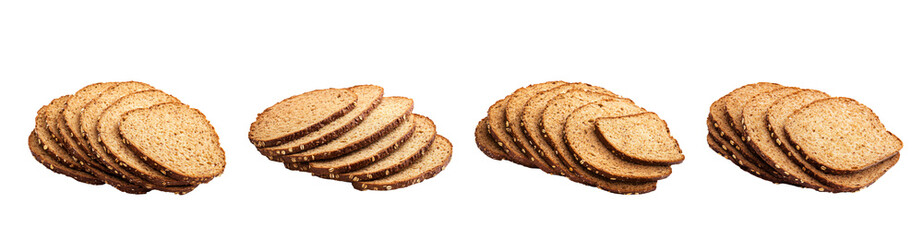rye bread slices, isolated on white background