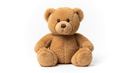 Obraz premium Cute Teddy Bear Isolated on White Background, Soft Plush Toy