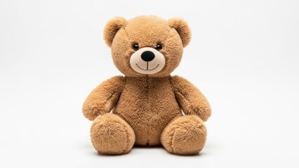 Obraz premium Cute Teddy Bear Toy Sitting Isolated on White Background