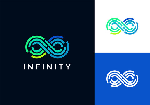 Infinity Solution Technology Innovation Digital Data Connection Vector Logo Design Illustration
