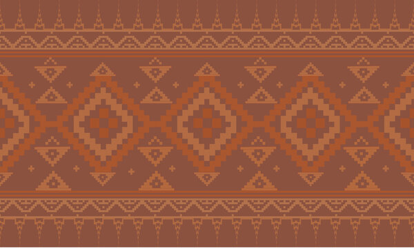 Ethnic Geometric Seamless Pattern in Warm Brown Tones